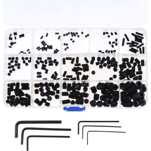 300PCS/Box Set Screw Cup Point Grub Screw M2.5 M3 M4 M5 M6 M8 Hex Socket Hexagon Headless Set Screw Grade 12.9 Carbon Steel