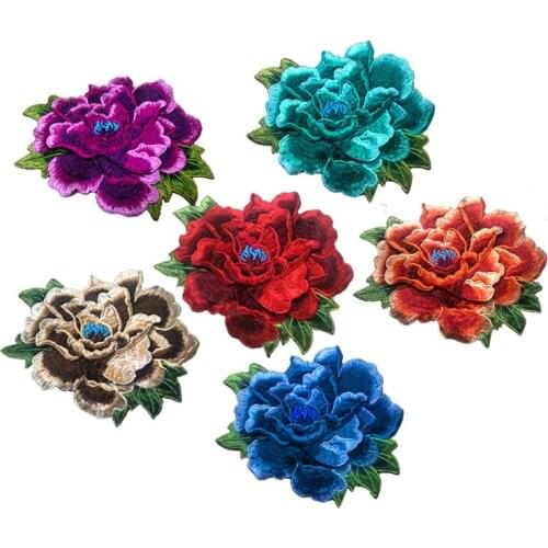 3D Embroidery Peony Flowers Patch Sew on for Clothes Sewing Applique DIY Crafts Handmade Eco-Friendly Applique