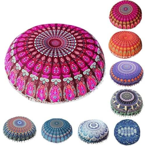 43x43 CM Indian Mandala Cushion Cover Round Bohemian Pillow Case Pillows Decor Home Pillow Cover Fundas De Cojines Kussenhoes