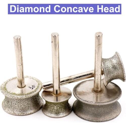 6mm Shank Diamond Concave Polishing Grinding Head Abrasive Tool Jade Ring Bracelet Polishing Grinding Caving Wheel Jade Carving