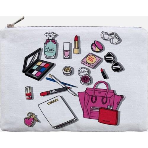6pcs/lot Free Shipping Blank sublimation canvas cosmetic bag make-up bag travel bag hot ink transfer both side can print 23*16CM