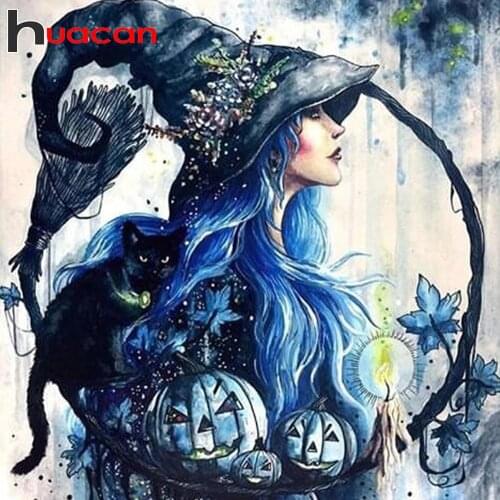 Huacan DIY Diamond Mosaic Embroidery Halloween 5D Diamond Painting Woman Childrens Room Decor