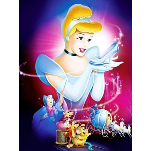 Disney 5D DIY Diamond Painting Princess and Prince Partner Full Circle Diamond Embroidery Exquisite Handmade Interior Decoration