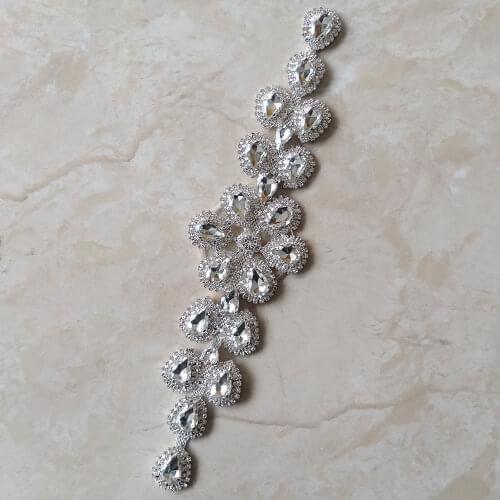 Free Shipping High Quality 5pcs/lot 10'' Crystal Rhinestone Applique for Wedding Gown Bridal Sash Evening Wear LSAP002