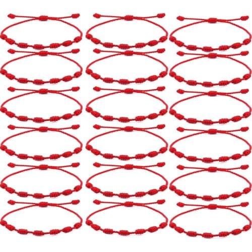 24PCS 7 Knots Red String Bracelet Protection Evil Eye Good Luck Amulet for Success and Prosperity Couples Friendship Bracelet
