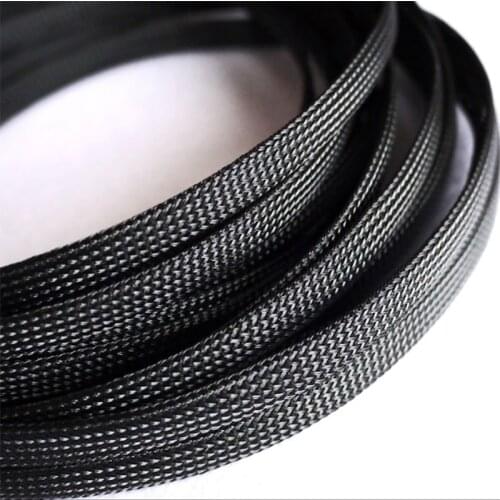 Black Ø4 6 8 10 12 16mm PET Braided Sleeve Tube Three-Woven Non-Encrypted Wire Protection Sleeve Flame Retardant