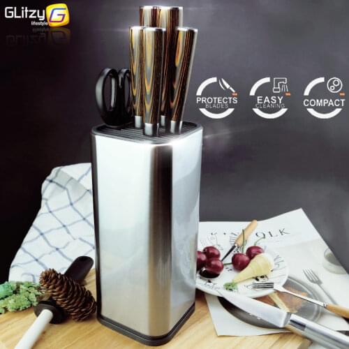 Knife Holder 304 Stainless Steel For Multi Kitchen Knife Set Scissors Cooking Utensils Organizer Knives Stand Block Tool