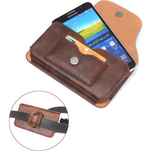 For All Smartphone 5.5 " Below Fashion Magnetic PU Leather Cover Bags With Card Slots Hook Loop Belt Pouch Sport Horizontal Case
