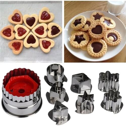 Mix Shaped Sandwich Cookie Mold Chocolate Mold Cake Decorating Tools Biscuit Mould 3D Cookie Plunger Cutter Pastry Tools