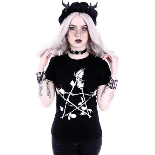 Natural Magic rose art T-Shirt unisex women quote camisetas graphic Satan gothic aesthetic street style Halloween top tee tshirt