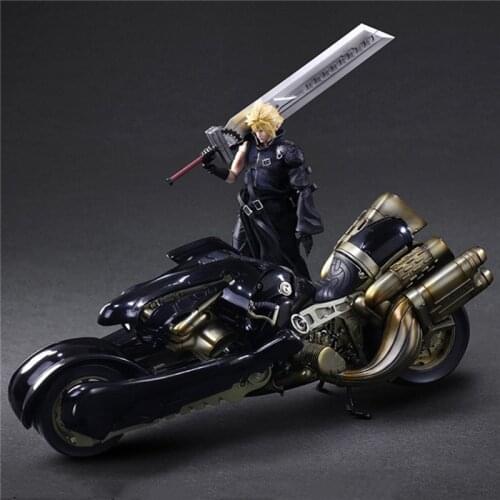 Play Arts Final Fantasy VII Cloud Strife Motorcycle Action Figure PVC Cloud Strife Collection Model Toys Doll 26cm
