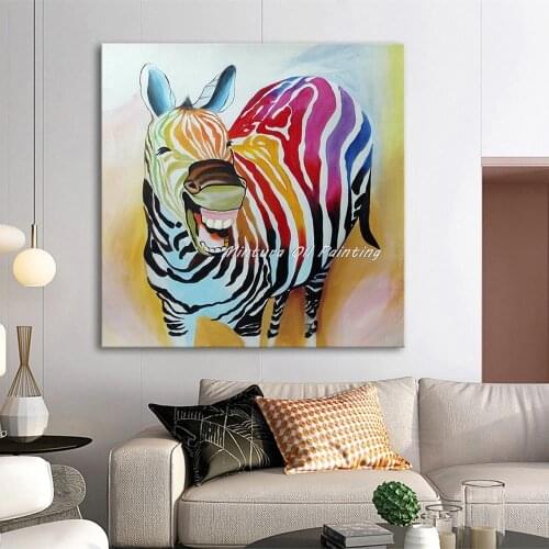 2015 Hot Sell !! Happy Colorflu Donkey Oil Painting on Canvas Abstract Animal Handpainted Wall Art for Home Decoration 90X90CM