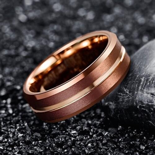 Promise Wedding Tungsten Ring for Men Women Rose Gold Color Classic Couple Rings