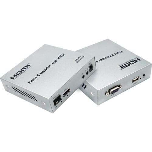 KVM HDMI fiber cable extender 4K 60Hz USB HDMI KVM extender over Fiber Optic Cable up to 20KVM HDMI KVM USB function&audio out