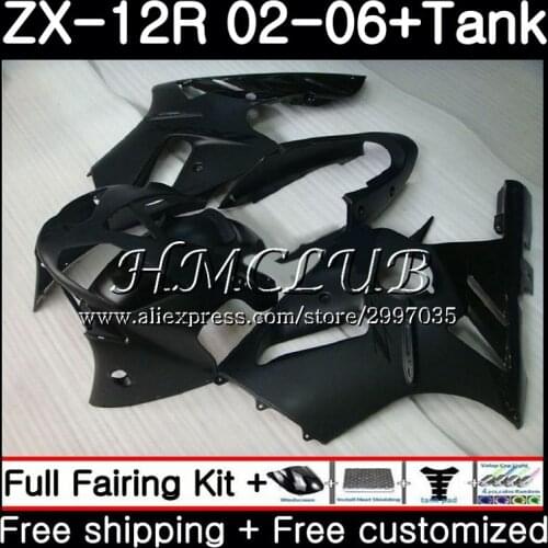 +Tank matte black For KAWASAKI NINJA ZX1200 C ZX-12R 2003 2004 2005 2006 72HC.18 ZX 12R 1200CC 12 R ZX12R 03 04 05 06 Fairings