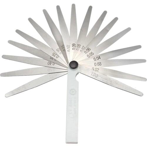 Uxcell Metric Thickness Feeler Gauge Mn Steel Measuring Tool for Gap Width 0.02-1.00mm 17 In 1