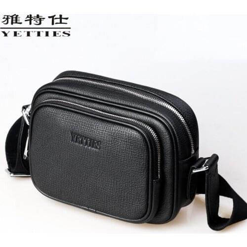 Mini Shoulder Bag Men Genuine Leather Satchel transverse Soft Bag Cross-Body Small Backpack Leisure Stylish Guy 's Package