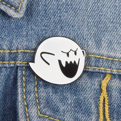 New white funny crying smile brooch sharp teeth game ghost cute brooch children cartoon gift backpack jewelry lover gift