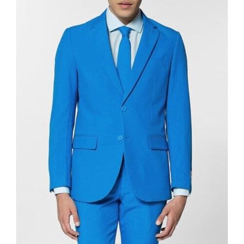 New Custom Male Clothing Handsome Fashion Oversize Slim Fit Blue/Solid Color Groomsmen Tuxedos Wedding Beach Party Men Suits