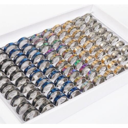 Wholesale 36pcs/Lots Stainless Steel Spinner Rotating Rings For Men Women Mix Animal Love Style Multicolor Jewelry