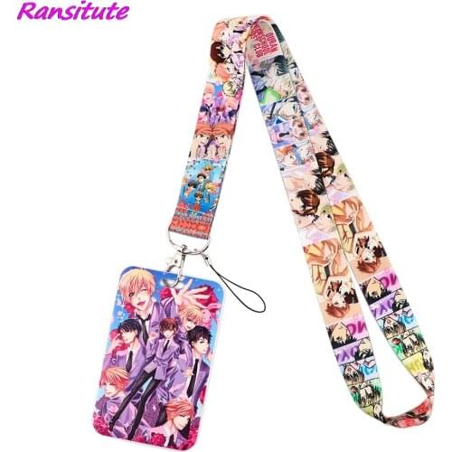 Ransitute R1866 Anime Colleges Theme Lanyard Card Holder Student Hanging Neck Phone Lanyard Badge Subway Access Card Holder