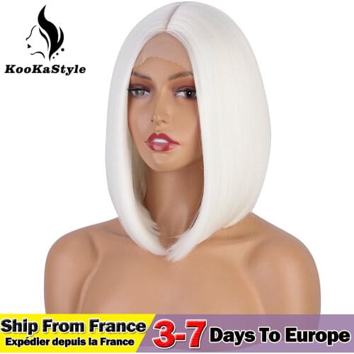 KookaStyle Synthetic Wigs Short Bob Wigs for Black Women Short Straight Wigs White Cosplay Wigs for Women Heat ResistantHandmade