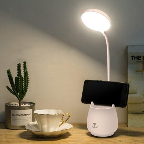 LED Reading Table Lamp Multifunctional Pen Holder Storage Desktop Eye Protection Dask Lamp Bedroom Study Reading Decorative Lamp