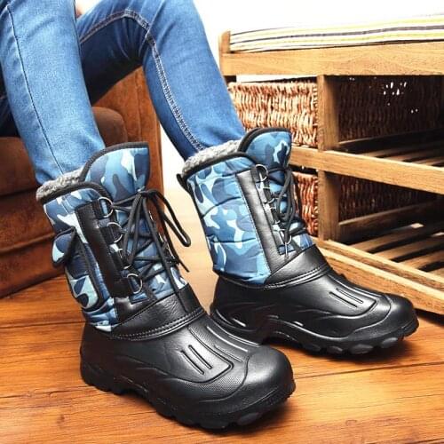 Below 0 Degree Men Thicken Fleece Warm Waterproof Snow Boots Outdoor Fishing Hunting Ice Cold Storage House Antiskid High Shoes