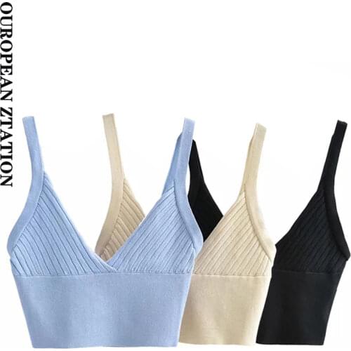 2021 summer women Club Shoulder Wrap Tops Sexy Deep v neck Bustier Navel exposed mini Cami Sling backless Knit Short top Lady