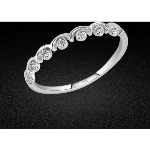 Звенеть Minimalist Womens Genuine Pure 925 Silver Ring AAA Cubic Zircon Inlaid Ring 6-8# Fine Jewelry Tail Ring Christmas Gift