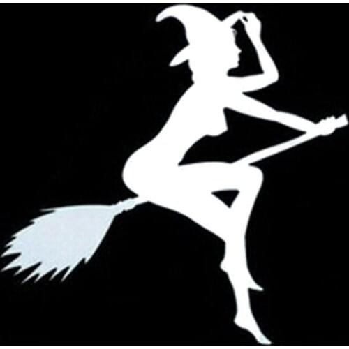 WICKED WITCH SEXY NUDE BROOM Car Halloween Sticke
