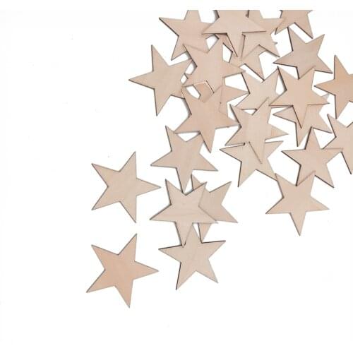10-80mm Wooden Stars Cutout Shapes Wooden Ornaments Wooden Embellishments for DIY Arts and Crafts Christmas Wedding Decor