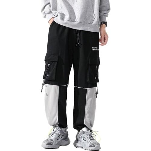 2021 New Trend Cargo Pants Casual Patchwork Ribbon Pants Streetwear Hip Hop Trousers Chinese Size M-5XL