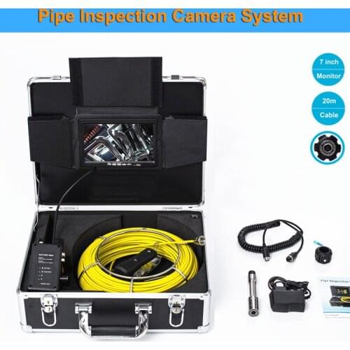 7inch HD 1000TVL 23mm Lens Industrial Pipe Sewer Inspection Video Camera System 20m Cable Camera With 12pcs LED