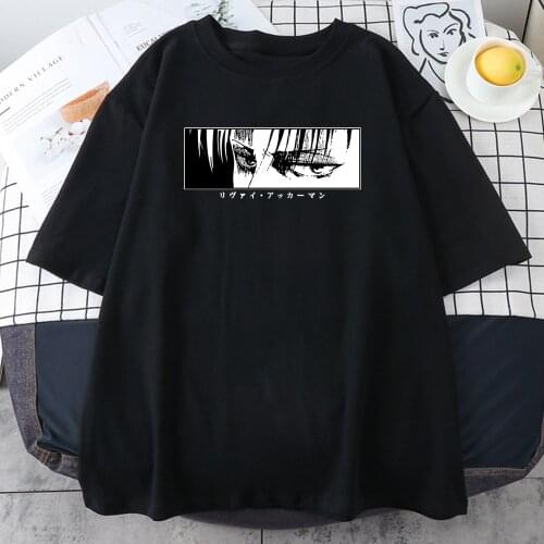 Attack On Titan Comic Eyes White Womens T-Shirt Korean Style Casual T Shirts 2021 Summer Cool T Shirt Street Fashion Black Tee