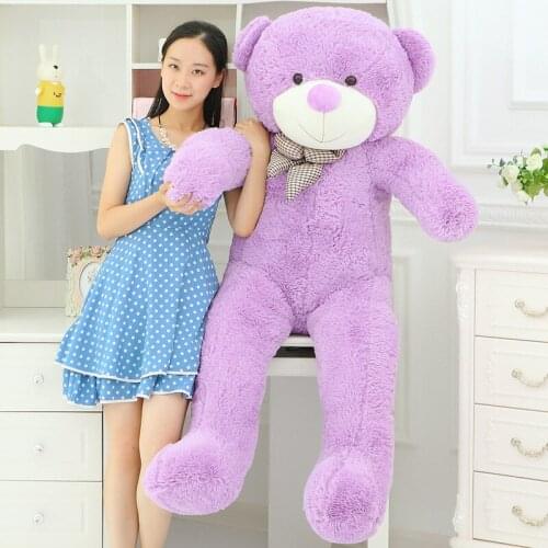 Large plush lovely purple teddy bear toy big eyes bow bear toy stuffed big teddy bear gift 160cm 0060