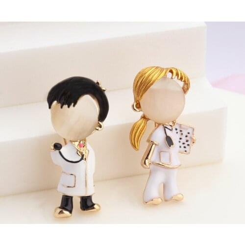 Opal Enamel Doctor Nurse Boys And Nurse Girls Brooches Medical Brooch Pin Cute Fashion Jewelry Gift
