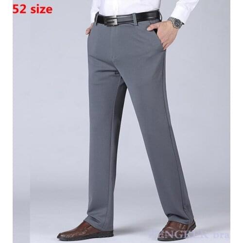 Summer new elastic casual pants straight high waist high elastic business casual pants for middle-aged men clothing 52 50 48