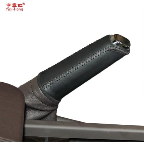 Yuji-Hong Car Handbrake Covers Case for Buick Regal 2014 Genuine Leather Auto Handbrake Grips Lever Sleeve Car-styling Black