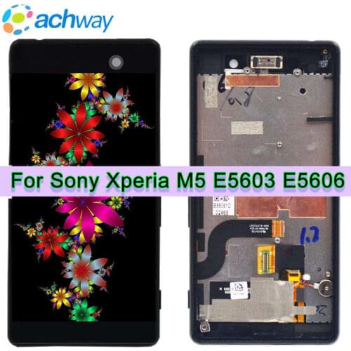 For Sony Xperia M5 LCD Display Touch Screen With Frame Digitizer Assembly E5603 E5606 E5653 For SONY M5 LCD Replacement Parts
