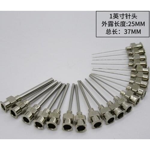 5pcs 10G to 27G 1" 1 Inch All Metal Needle Blunt Tip Stainless Steel Syringe Dispenser Needles Flat End Connected to Pneumatic