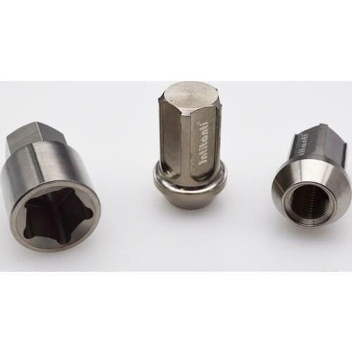 High performance strong silver color 60 degree cone seat closed end anti-theft Gr.5 titanium alloy lug nut M12*1.5*35mm
