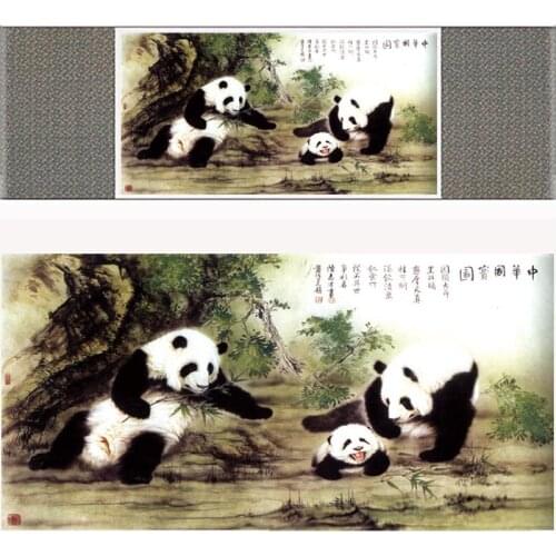 Panda painting traditional Chinese Art Painting silk scroll panda art painting Chinese wash paintingPrinted painting