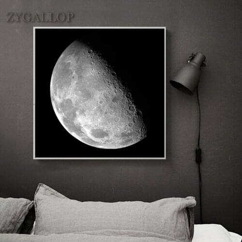 Moon Surface Picture Print Art Poster Lunar Canvas Painting Cuadros Scandinavian Wall Art Pictures for Living Room Bedroom Decor