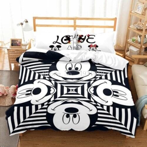 Disney Cartoon Bedding set Mickey Minnie Duvet cover singe twin King Queen Size Twin Bedding Set Bedclothes Luxury
