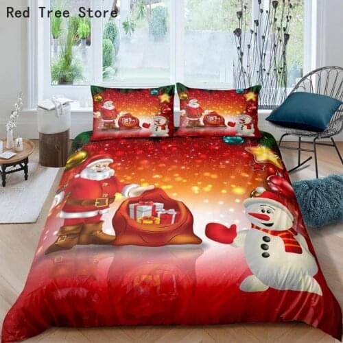 New Year Christmas Bedding Set 3D Santa Claus Luxury Duvet Cover Single Double King Size Quilt Cover 2/3pcs Cartoon Home Textile