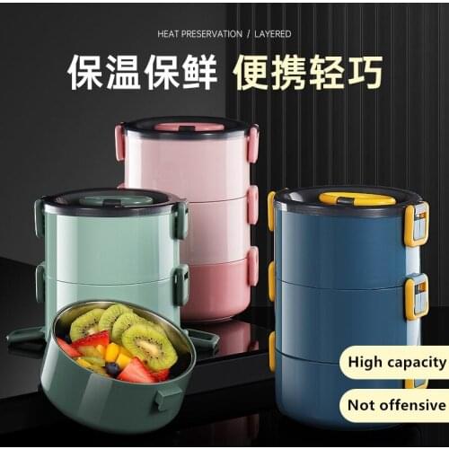 Japanese Style Lunch Box 304 Stainless Steel 3 Layers Thermal Food Container Suit for Office School Picnic