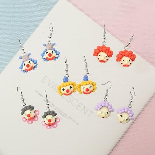Cute Mini Cartoon Clown Creative Earrings 2021 Trend New Korean Fashion Unusual Earrings For Women Funny Jewelry-Accessories