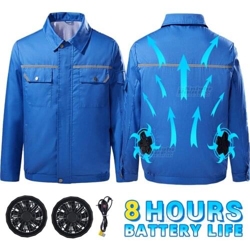 Summer Cooling Fan Jacket Hiking Jacket Workwear Heatstroke Protection USB Power Supply Breathable Air Conditioning Clothing Men