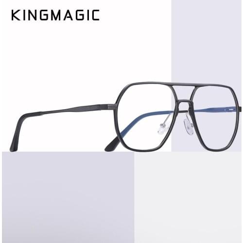 KINGMAGIC Anti Blue Light Glasses Men Aluminum Magnesium Gaming Computer Games Glasses Square Blue Light Blocking Glasses